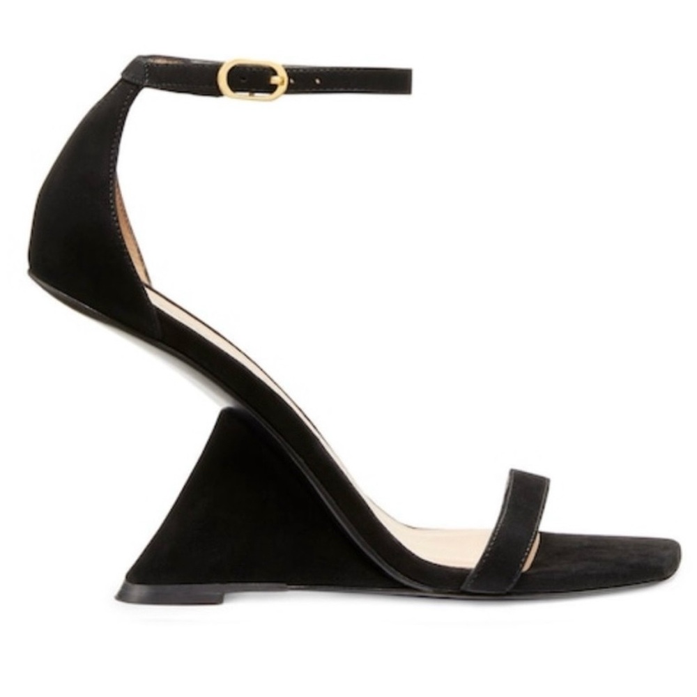 Stuart Weitzman Black Sculptural Heel Sandals